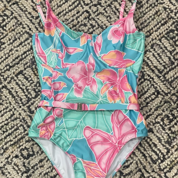 NWT Watercolors by Kenny Flowers The Maui Underwire One Piece Swimsuit size L/DD - Picture 5 of 7